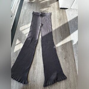 Mango Dark Gray Ribbed Flare Pants